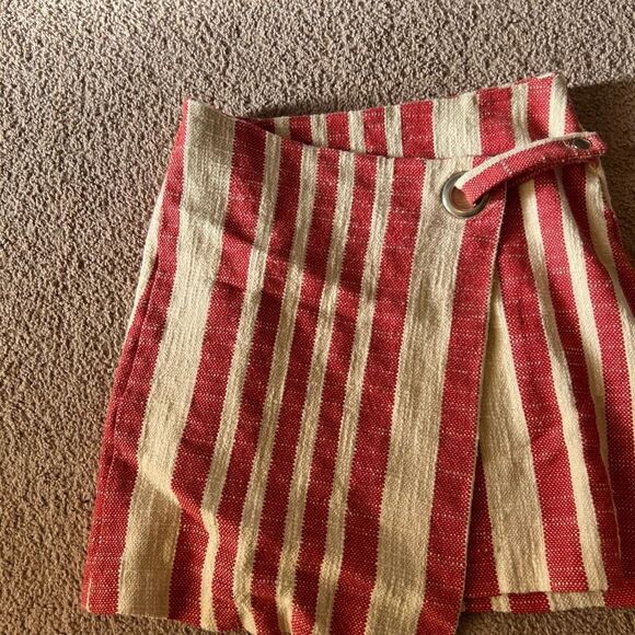 Free People Its A Wrap Tuscany Mini Skirt with Red White Stripes Size medium - Picture 7 of 11